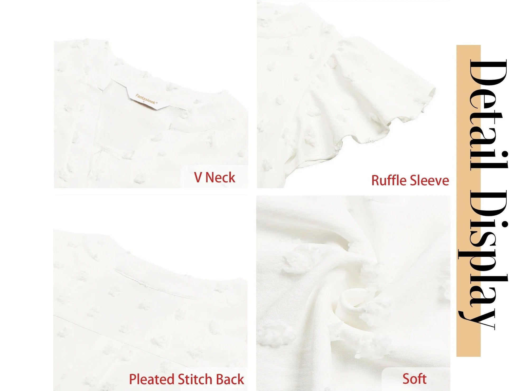 Women's V-Neck Ruffle Blouse - Awhite from Meahs Fashion