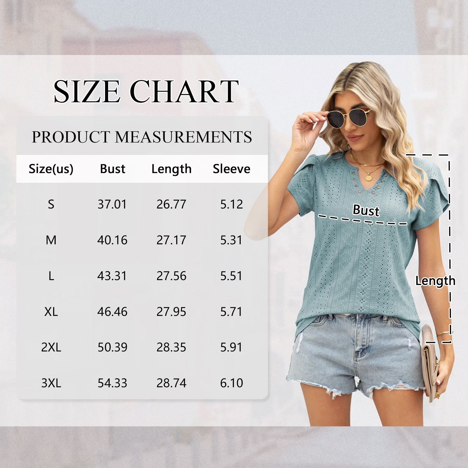Women's Ruffle Sleeve T-Shirt - 1Blue from Meahs Fashion