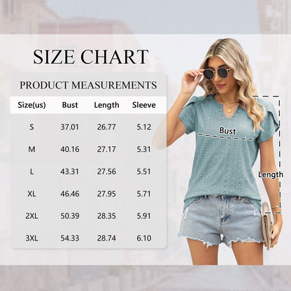Women's Ruffle Sleeve T-Shirt - 1Blue from Meahs Fashion