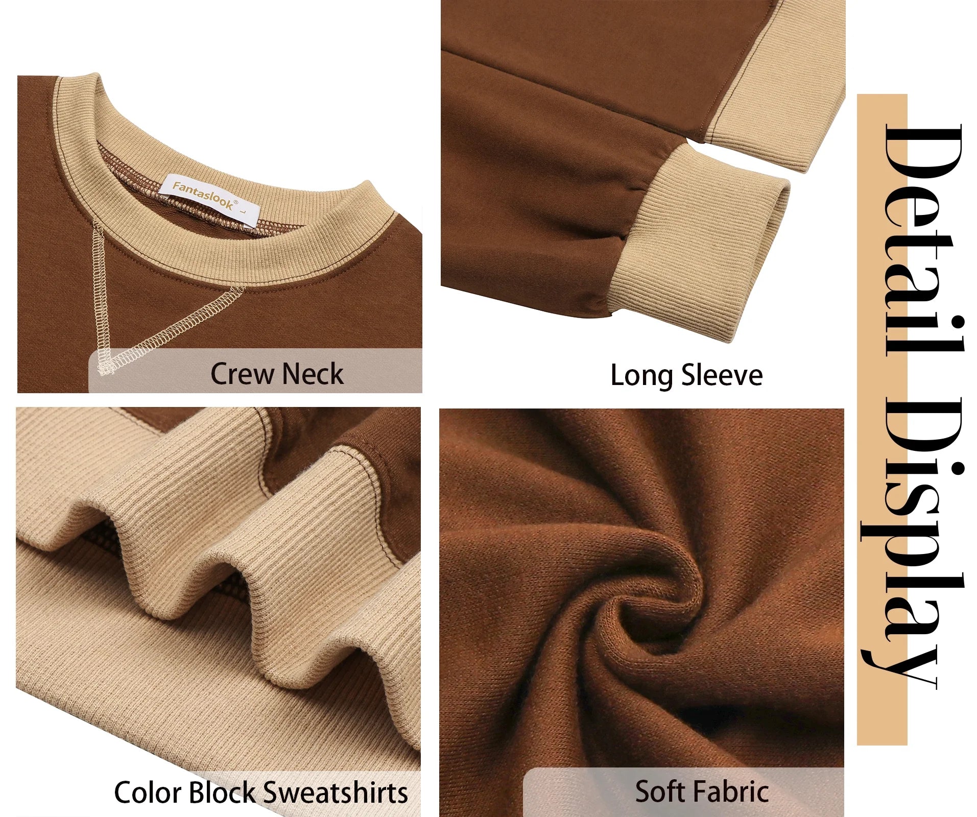 Women's Color Block Sweatshirt - Brown from Meahs Fashion